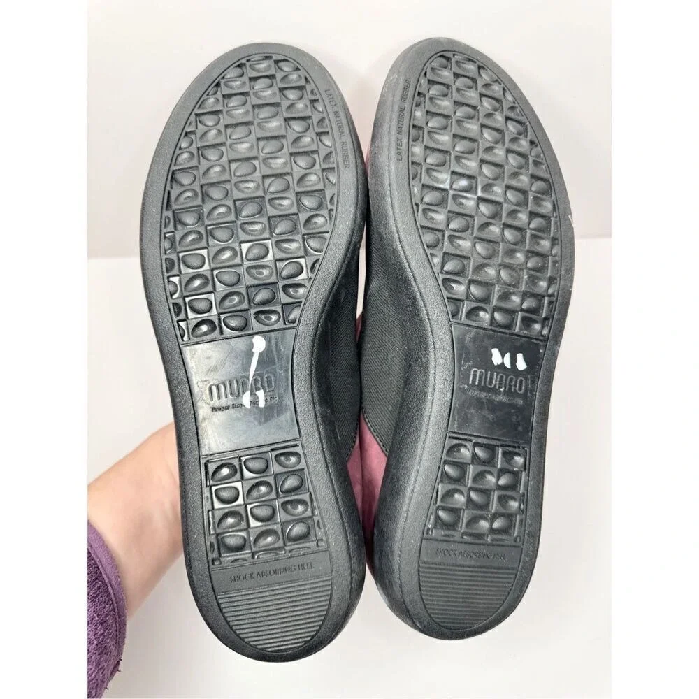 Munro American Gabbie Plum Purple Leather Suede Slip On Loafers Size 10.5 Wide